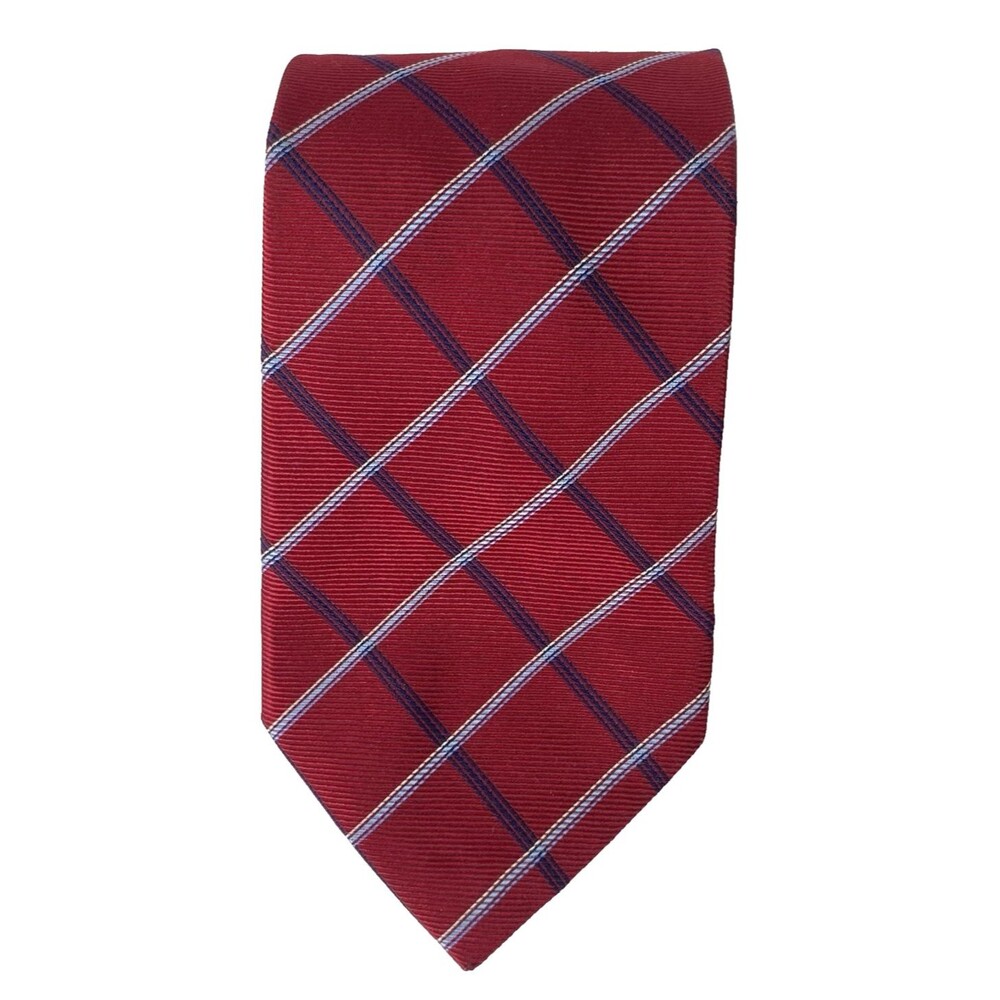 Brooks Brothers Makers Maroon and Blue Striped Silk 60" Classic Tie